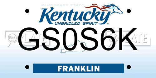 GS0S6K Kentucky License Plate