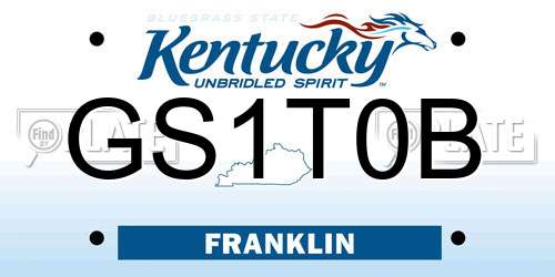 GS1T0B Kentucky License Plate
