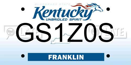 GS1Z0S Kentucky License Plate