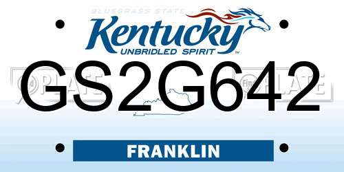 GS2G642 Kentucky License Plate