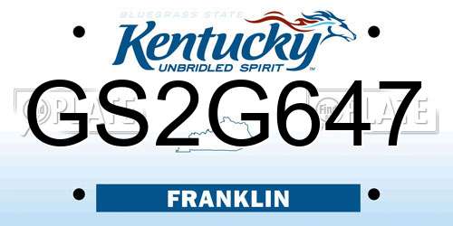 GS2G647 Kentucky License Plate