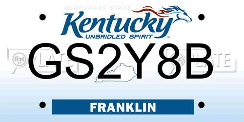 GS2Y8B Kentucky License Plate