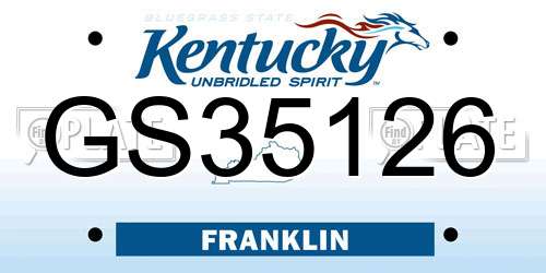 GS35126 Kentucky License Plate
