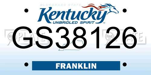 GS38126 Kentucky License Plate