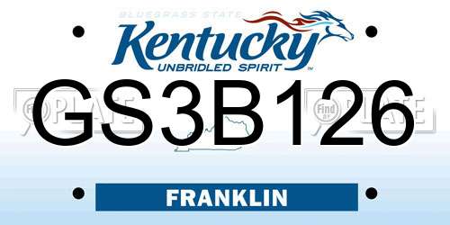 GS3B126 Kentucky License Plate