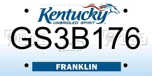 GS3B176 Kentucky License Plate