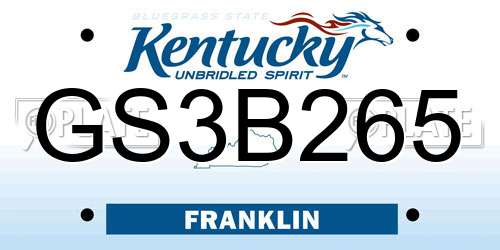 GS3B265 Kentucky License Plate