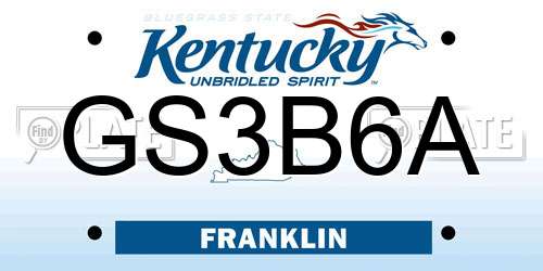 GS3B6A Kentucky License Plate