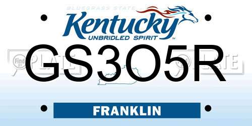 GS3O5R Kentucky License Plate