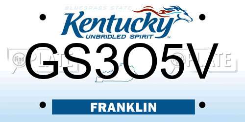 GS3O5V Kentucky License Plate