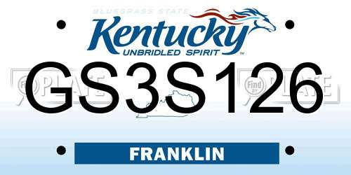 GS3S126 Kentucky License Plate