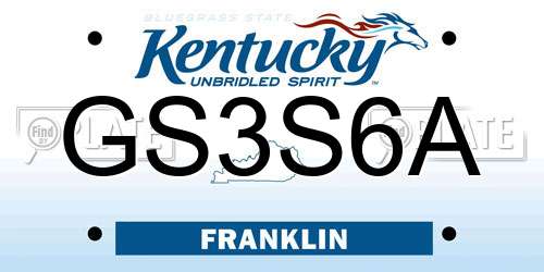 GS3S6A Kentucky License Plate