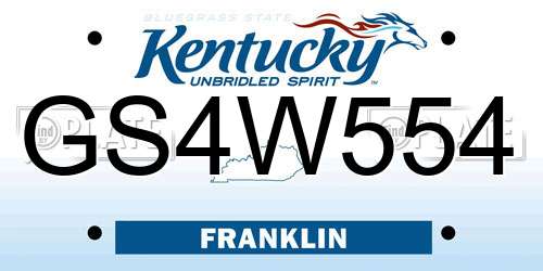 GS4W554 Kentucky License Plate