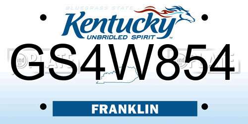 GS4W854 Kentucky License Plate