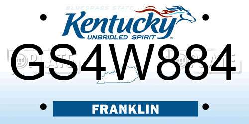 GS4W884 Kentucky License Plate