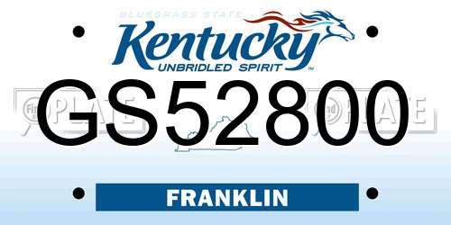 GS52800 Kentucky License Plate