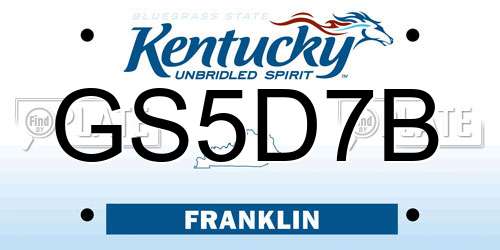 GS5D7B Kentucky License Plate
