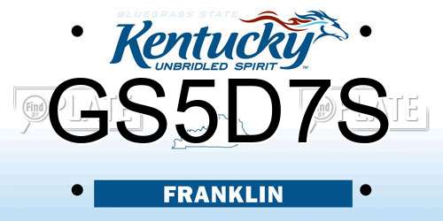 GS5D7S Kentucky License Plate