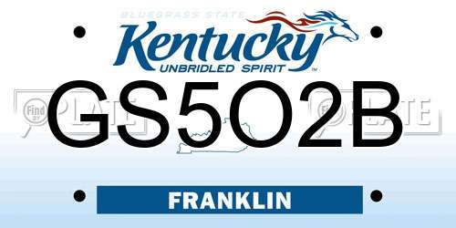 GS5O2B Kentucky License Plate