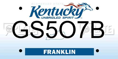GS5O7B Kentucky License Plate