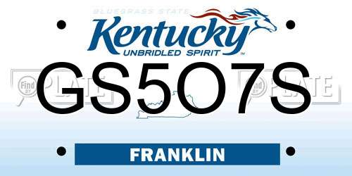 GS5O7S Kentucky License Plate