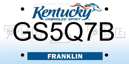GS5Q7B Kentucky License Plate