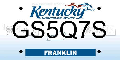 GS5Q7S Kentucky License Plate