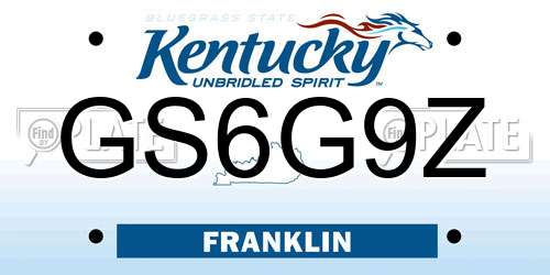 GS6G9Z Kentucky License Plate