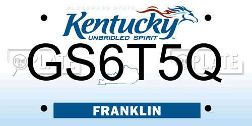 GS6T5Q Kentucky License Plate