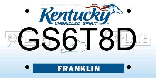 GS6T8D Kentucky License Plate