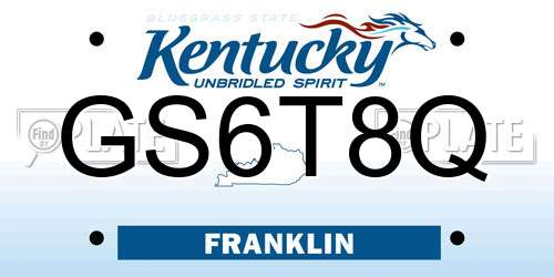 GS6T8Q Kentucky License Plate