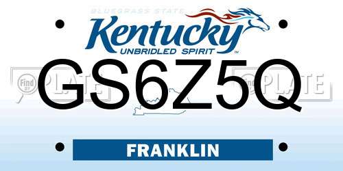 GS6Z5Q Kentucky License Plate