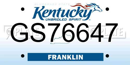 GS76647 Kentucky License Plate