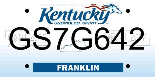 GS7G642 Kentucky License Plate