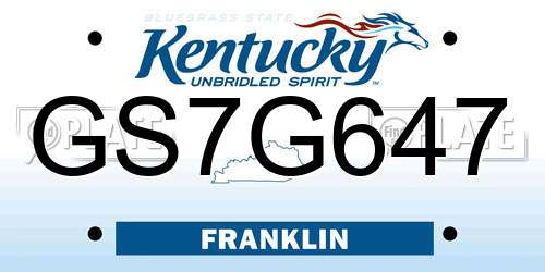 GS7G647 Kentucky License Plate