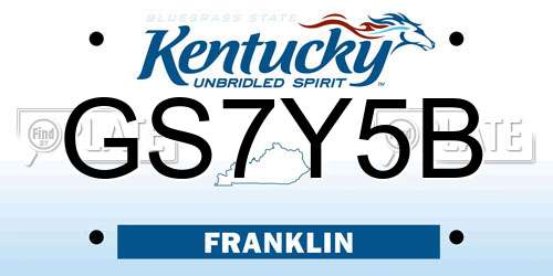 GS7Y5B Kentucky License Plate