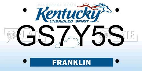 GS7Y5S Kentucky License Plate
