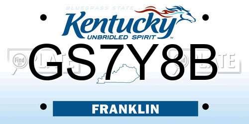 GS7Y8B Kentucky License Plate