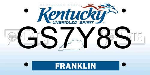 GS7Y8S Kentucky License Plate