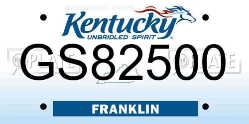 GS82500 Kentucky License Plate