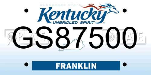 GS87500 Kentucky License Plate