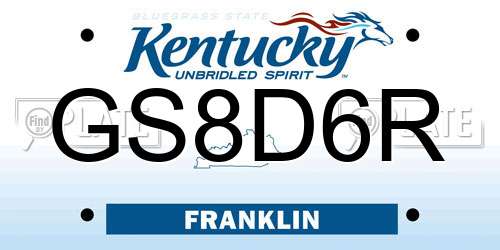 GS8D6R Kentucky License Plate