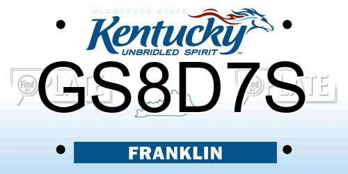 GS8D7S Kentucky License Plate