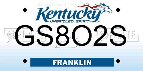 GS8O2S Kentucky License Plate