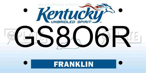 GS8O6R Kentucky License Plate