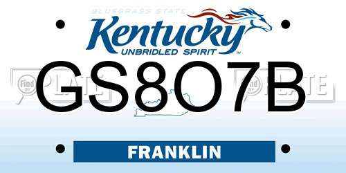 GS8O7B Kentucky License Plate