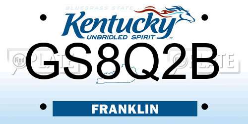 GS8Q2B Kentucky License Plate