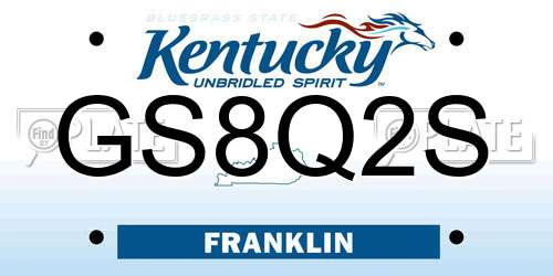 GS8Q2S Kentucky License Plate