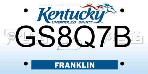 GS8Q7B Kentucky License Plate