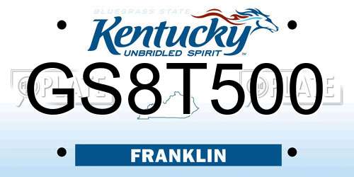 GS8T500 Kentucky License Plate